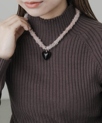 愛心裝飾針織項鍊式頸圈