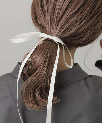 長款緞面蝴蝶結髮圈