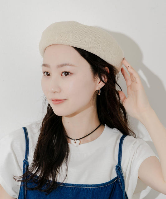 亞麻混紡貝雷帽