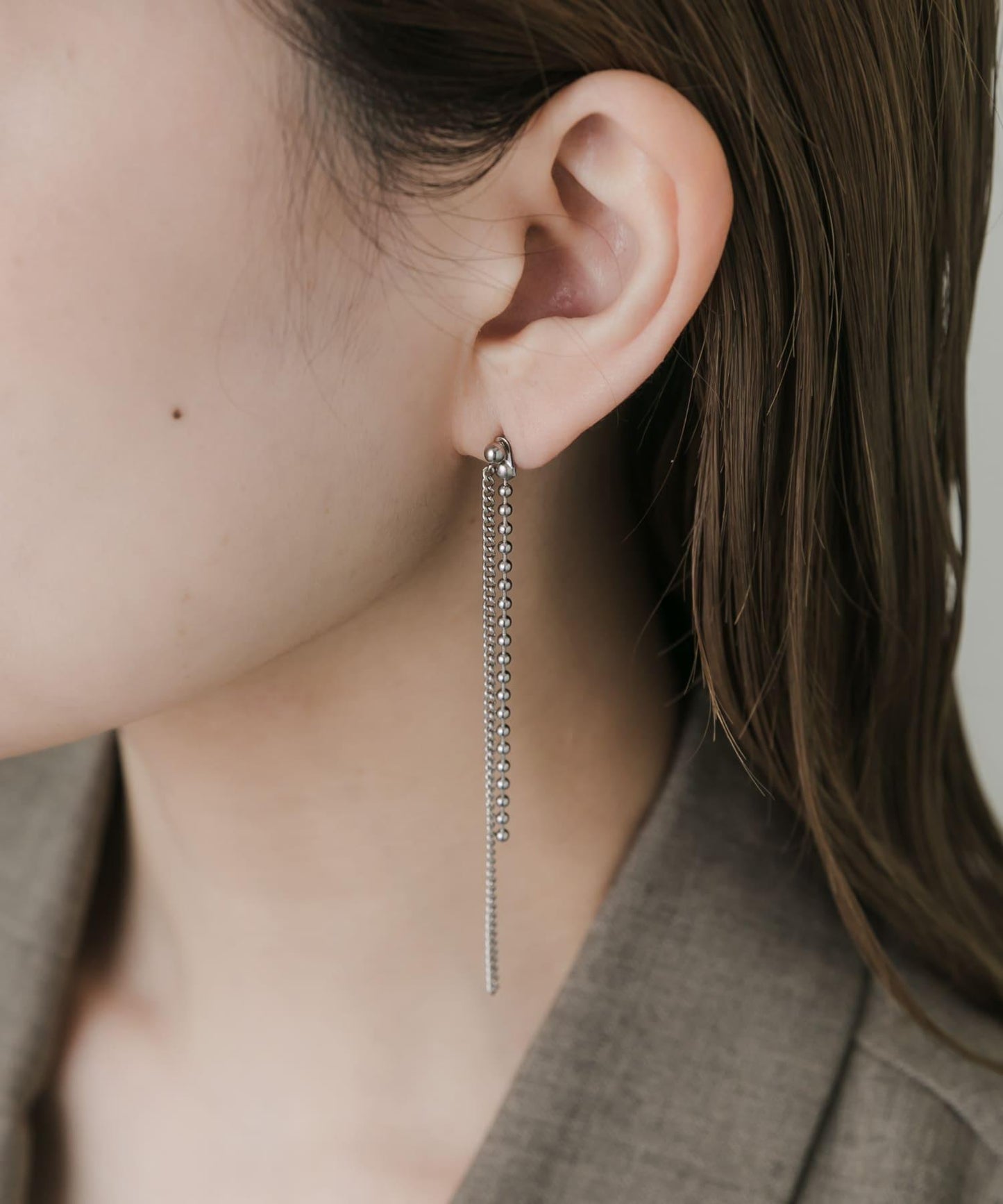 不鏽鋼雙層簡約鏈條耳環