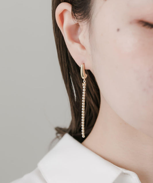 珍珠鏈金屬彎曲耳環