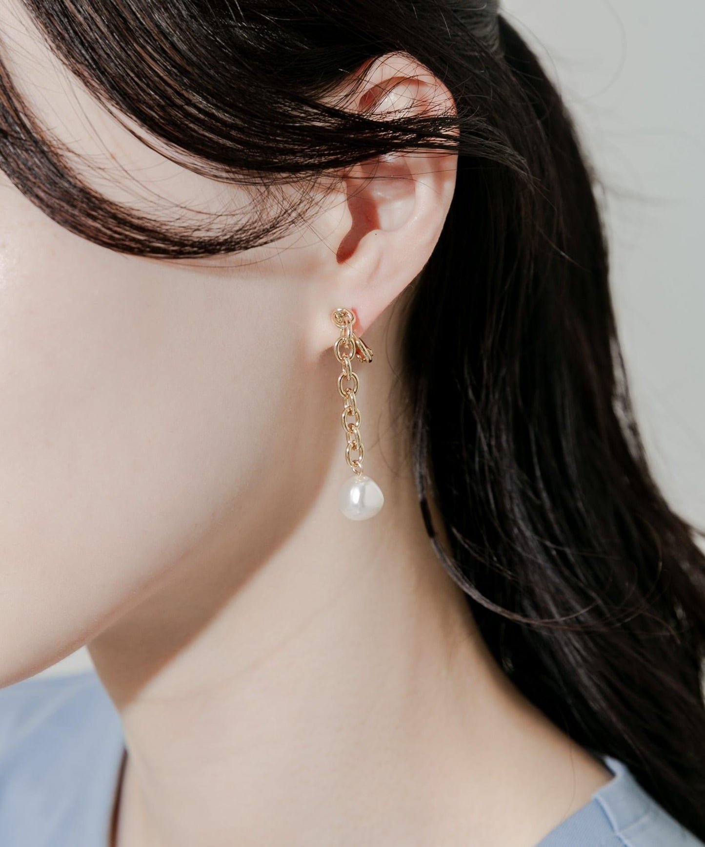 鏈條珍珠耳環