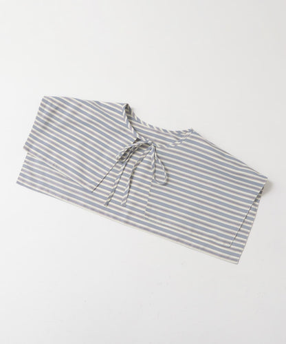 方領套裝條紋連衣裙