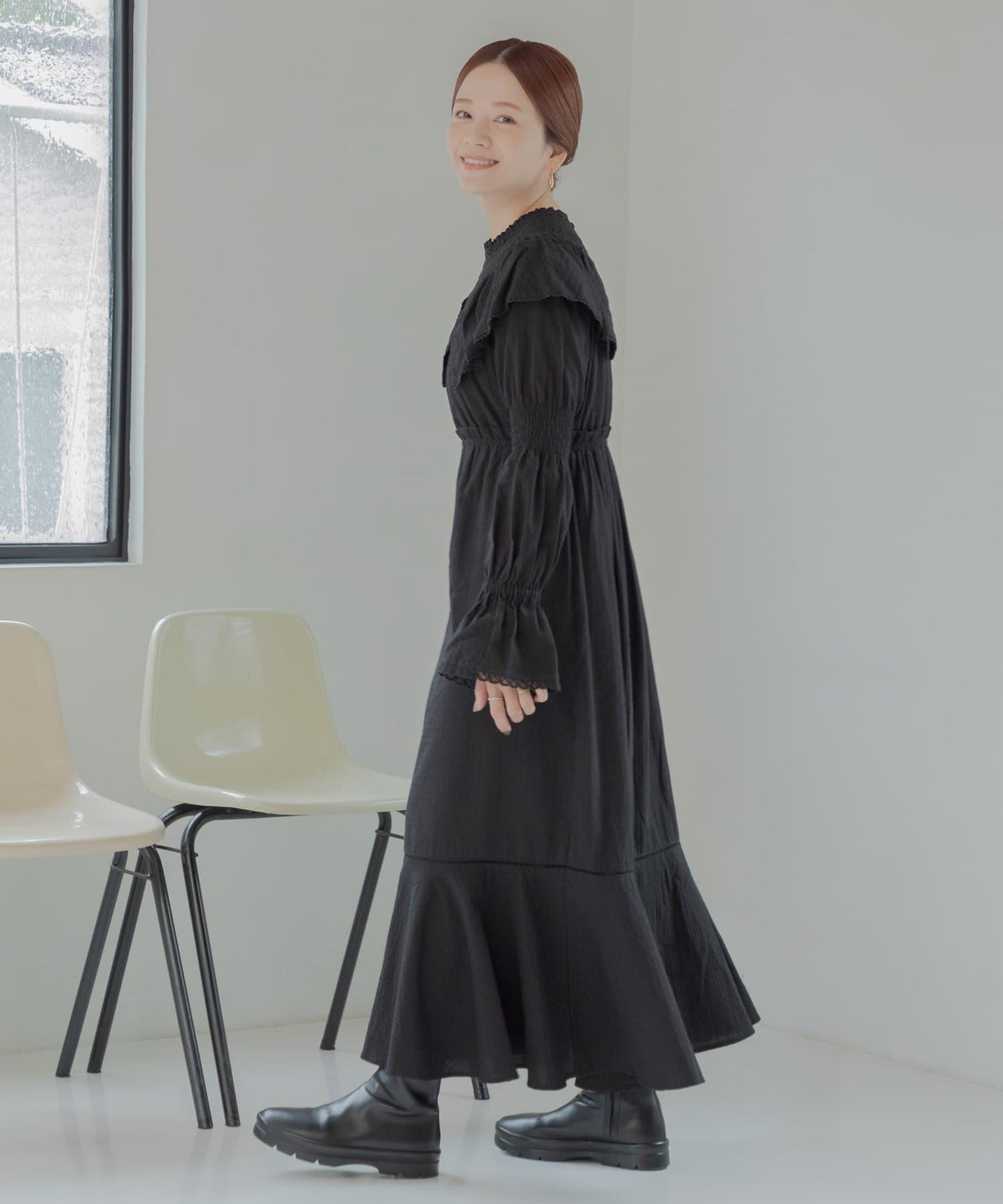 NaokoTakayama聯名荷葉邊連衣裙