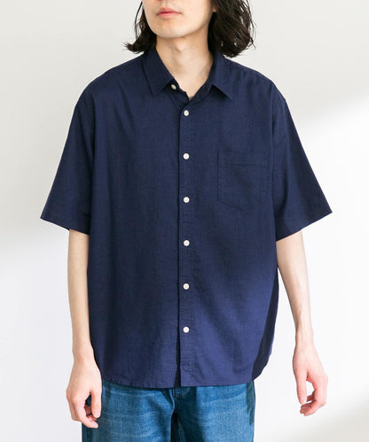 吸水速幹/接觸涼感亞麻混紡短袖襯衫