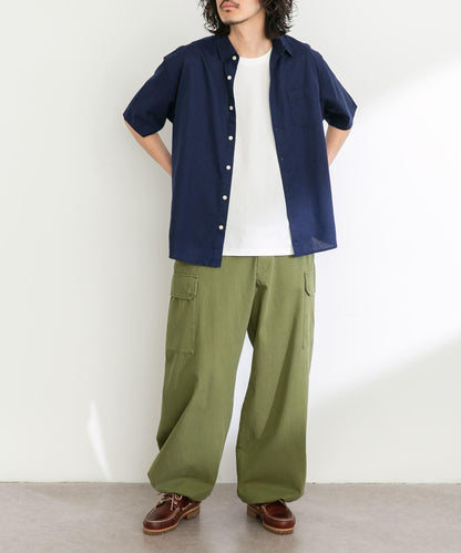 吸水速幹/接觸涼感亞麻混紡短袖襯衫