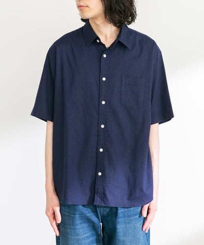 吸水速幹/接觸涼感亞麻混紡短袖襯衫