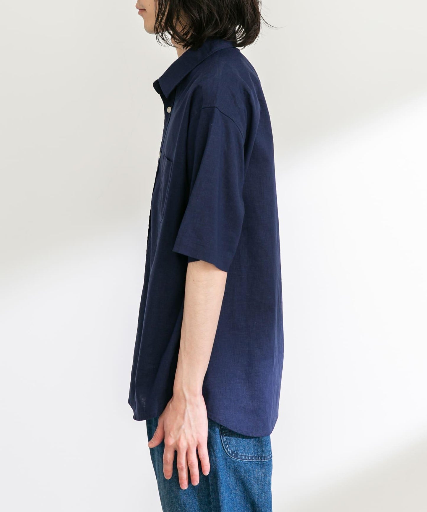 吸水速幹/接觸涼感亞麻混紡短袖襯衫