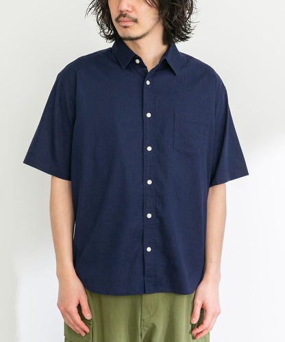 吸水速幹/接觸涼感亞麻混紡短袖襯衫