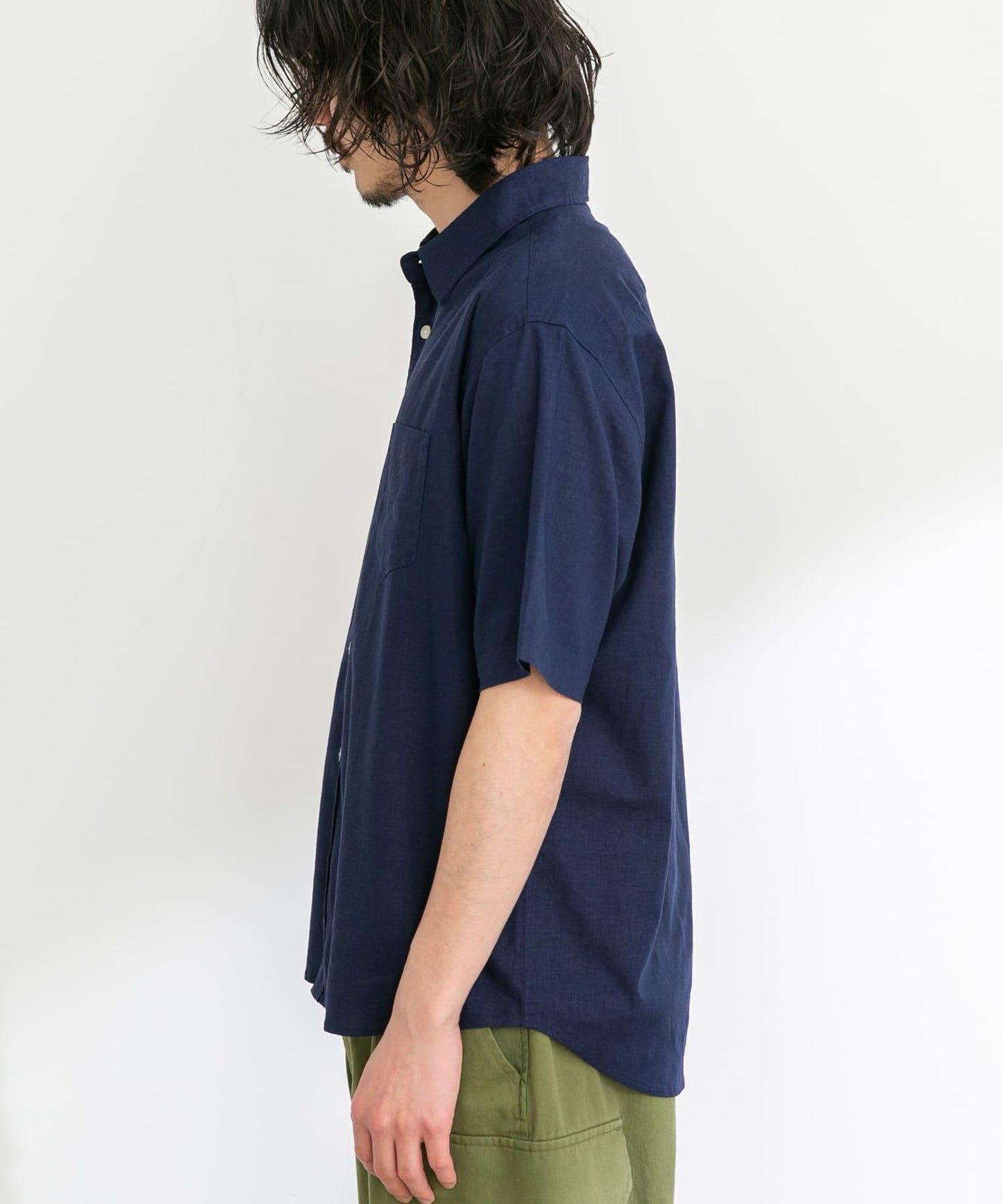 吸水速幹/接觸涼感亞麻混紡短袖襯衫