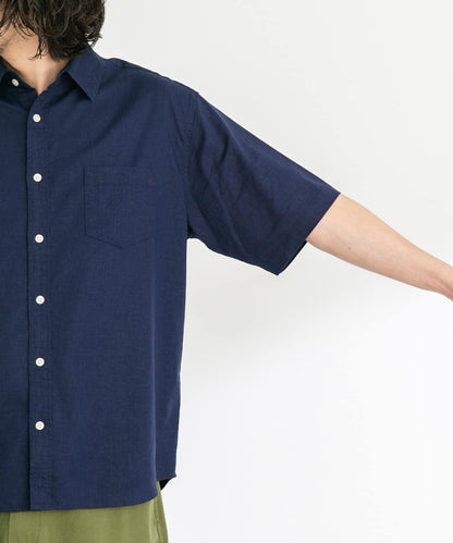 吸水速幹/接觸涼感亞麻混紡短袖襯衫