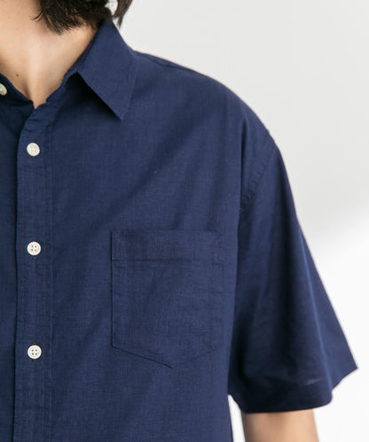 吸水速幹/接觸涼感亞麻混紡短袖襯衫