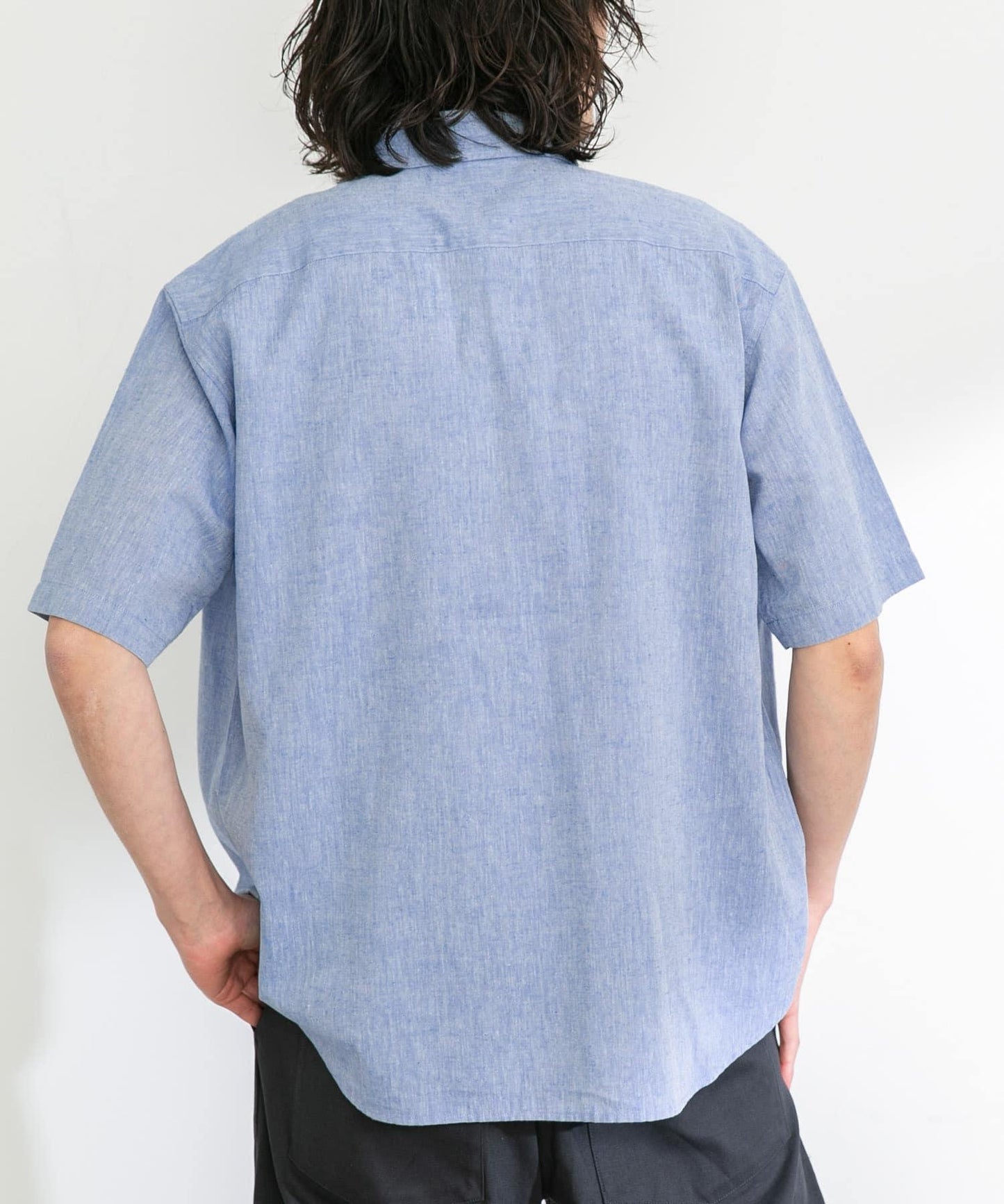 吸水速幹/接觸涼感亞麻混紡短袖襯衫