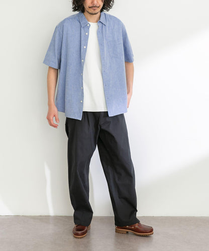 吸水速幹/接觸涼感亞麻混紡短袖襯衫