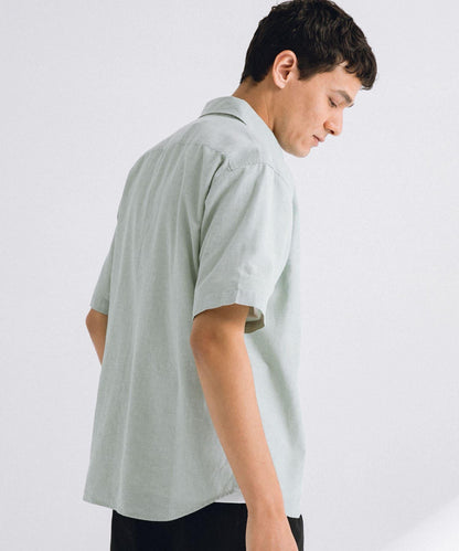 吸水速幹/接觸涼感亞麻混紡短袖襯衫