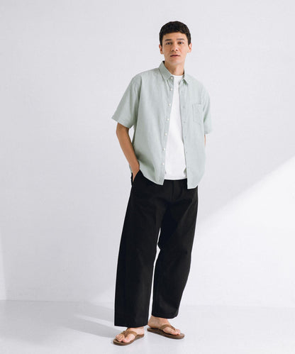 吸水速幹/接觸涼感亞麻混紡短袖襯衫