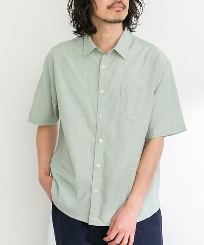 吸水速幹/接觸涼感亞麻混紡短袖襯衫