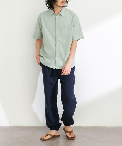 吸水速幹/接觸涼感亞麻混紡短袖襯衫