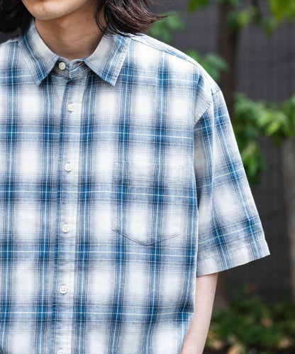 吸水速幹/接觸涼感亞麻混紡短袖襯衫