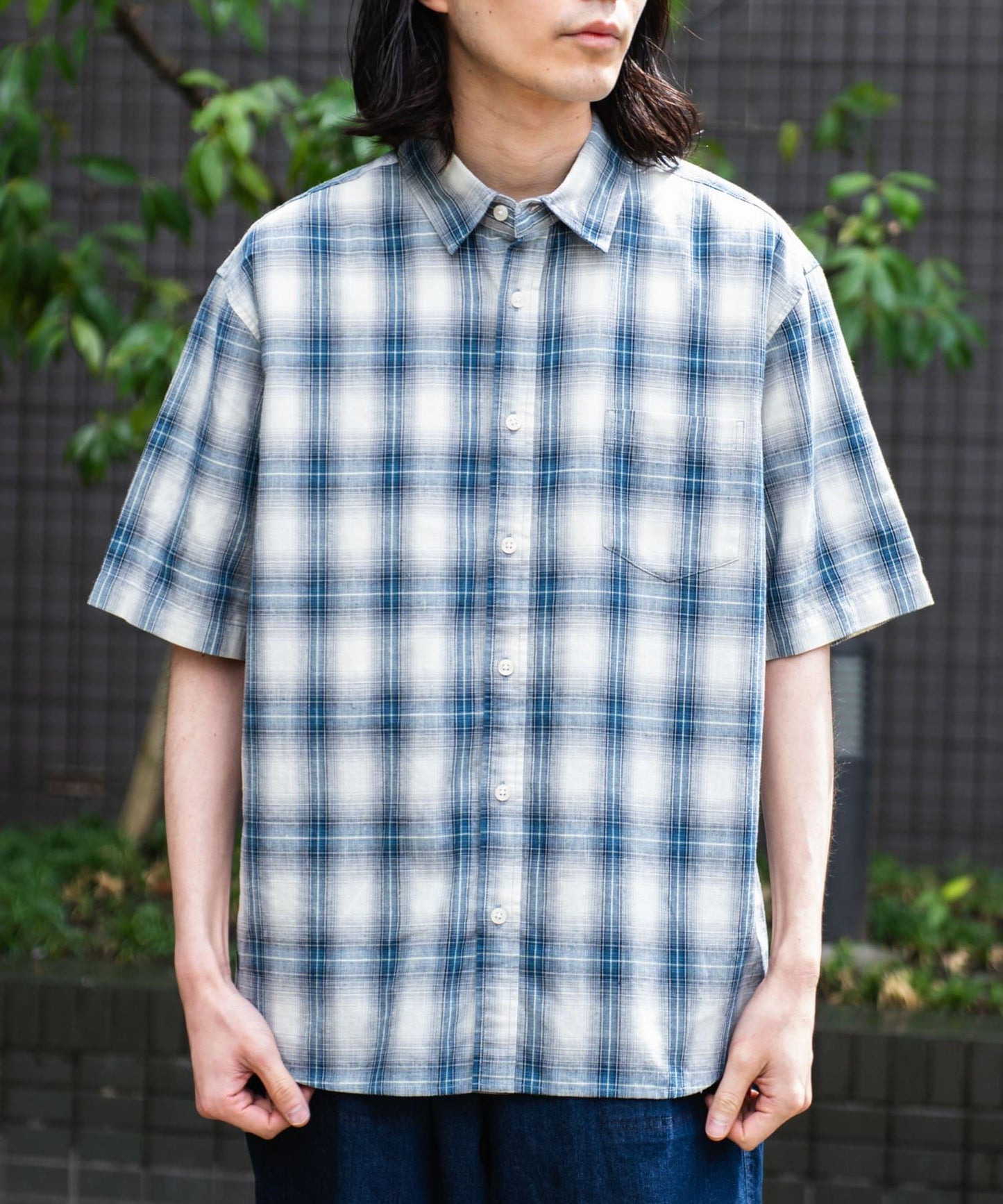 吸水速幹/接觸涼感亞麻混紡短袖襯衫