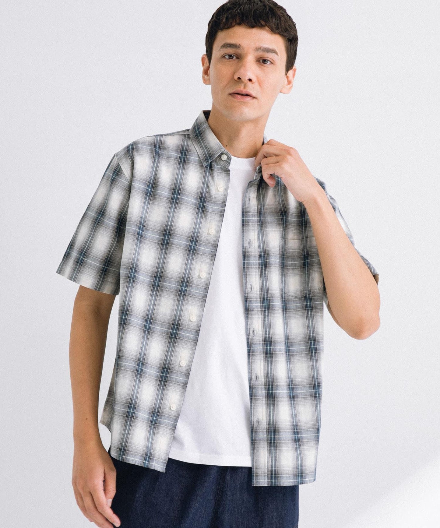 吸水速幹/接觸涼感亞麻混紡短袖襯衫