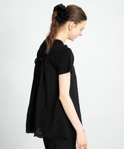 刺繡棉吊帶上衣×褲子套裝