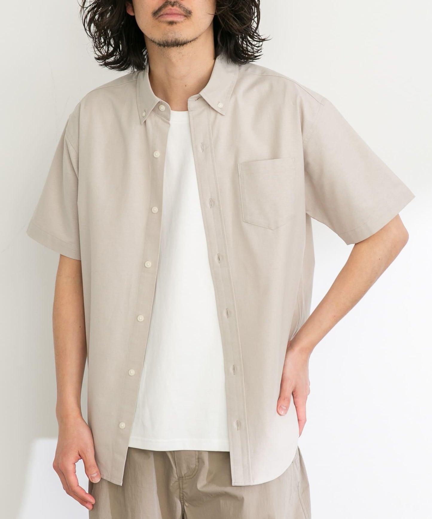 抗菌牛津紡扣領短袖襯衫