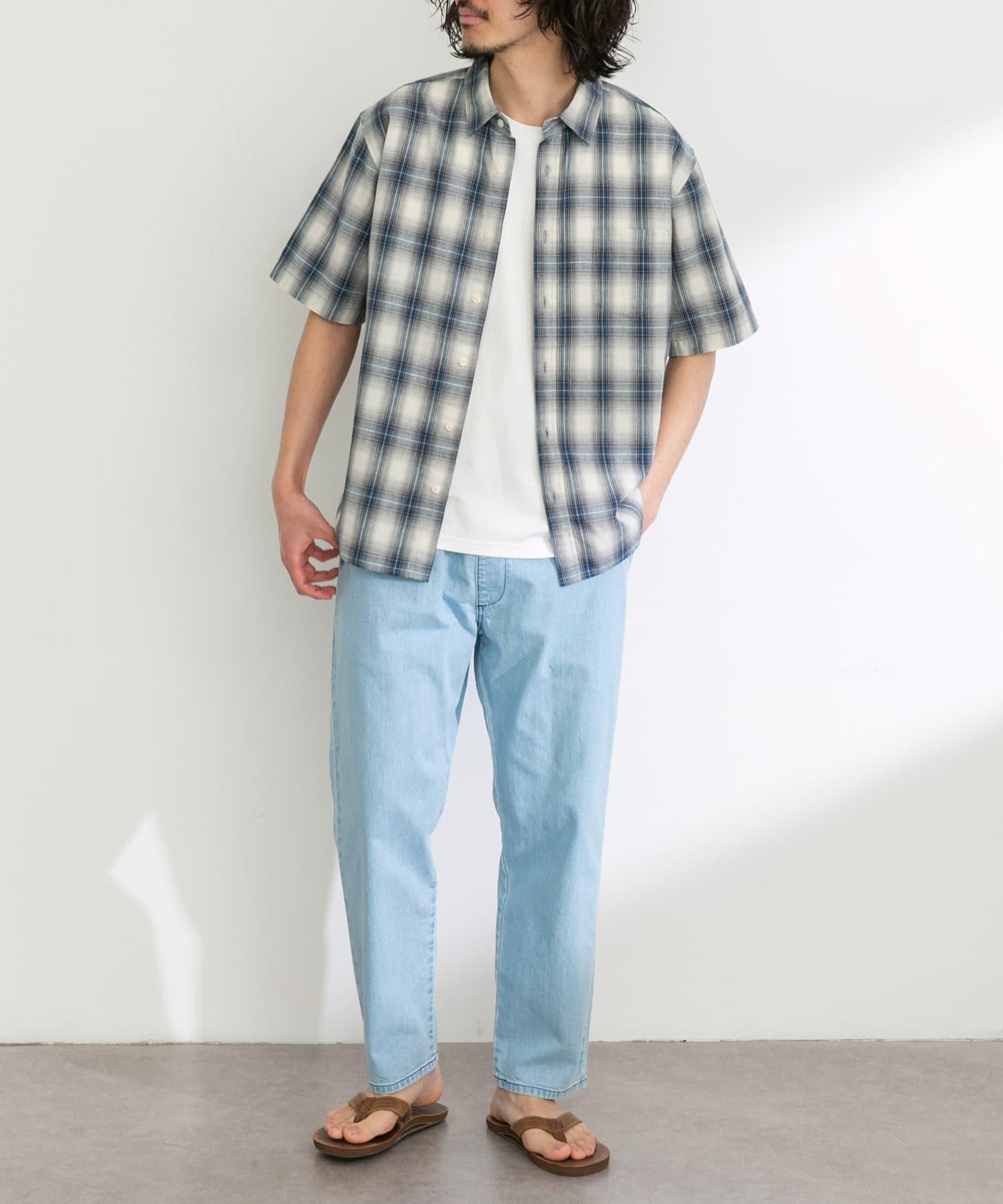 吸水速幹/接觸涼感亞麻混紡短袖襯衫