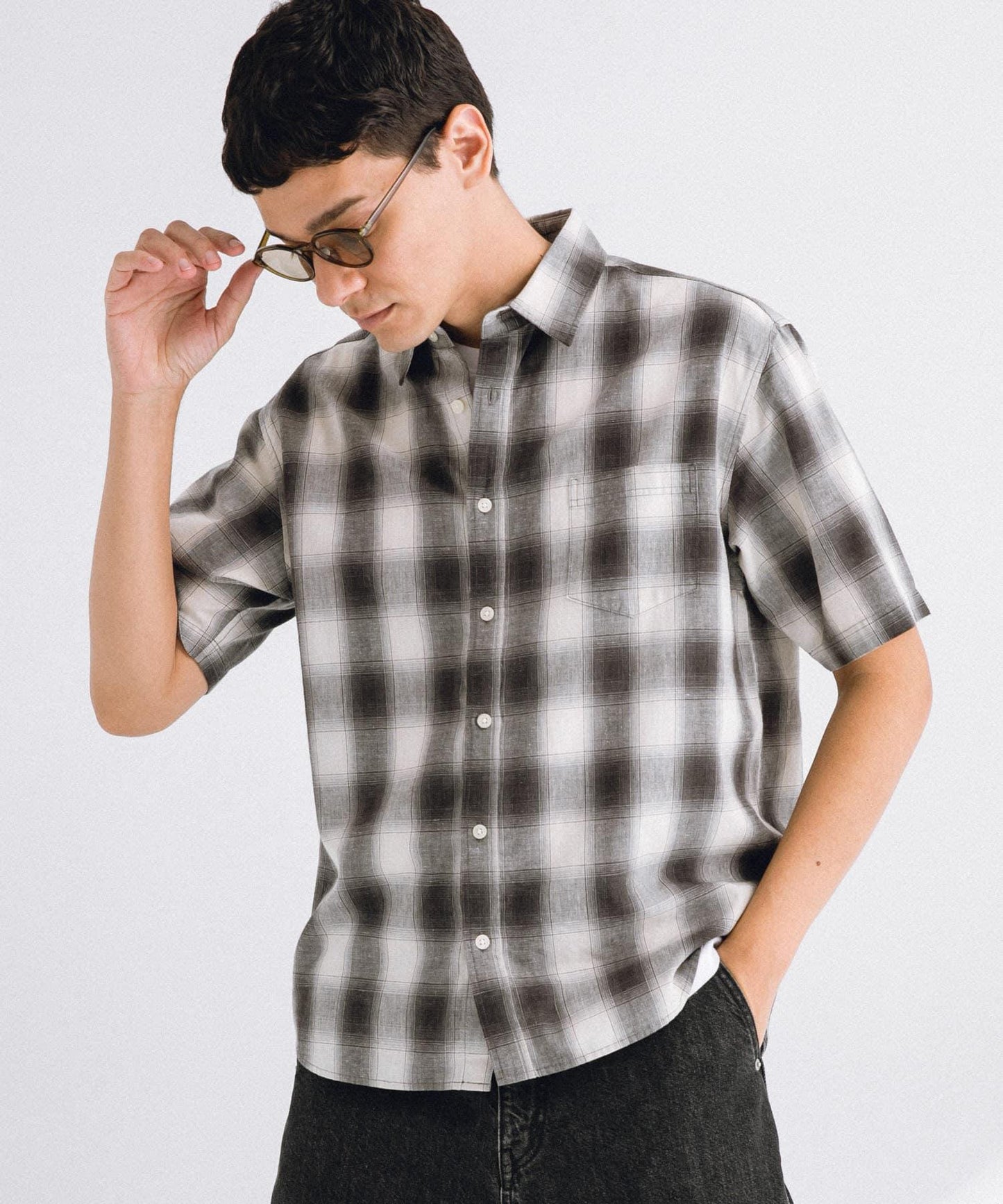 吸水速幹/接觸涼感亞麻混紡短袖襯衫