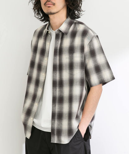 吸水速幹/接觸涼感亞麻混紡短袖襯衫