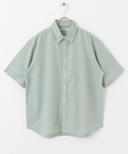 吸水速幹/接觸涼感亞麻混紡短袖襯衫