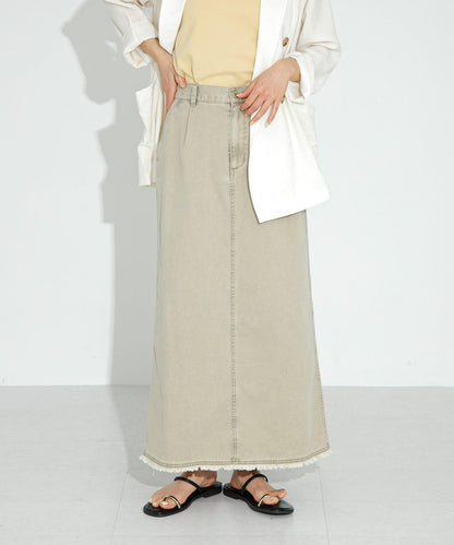 棉斜紋褶皺窄裙