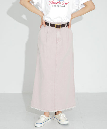 棉斜紋褶皺窄裙