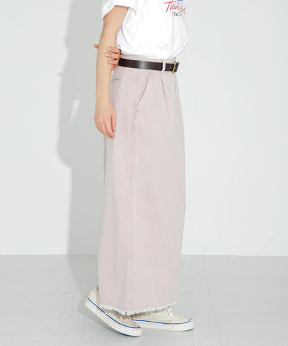 棉斜紋褶皺窄裙