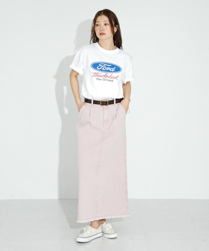 棉斜紋褶皺窄裙