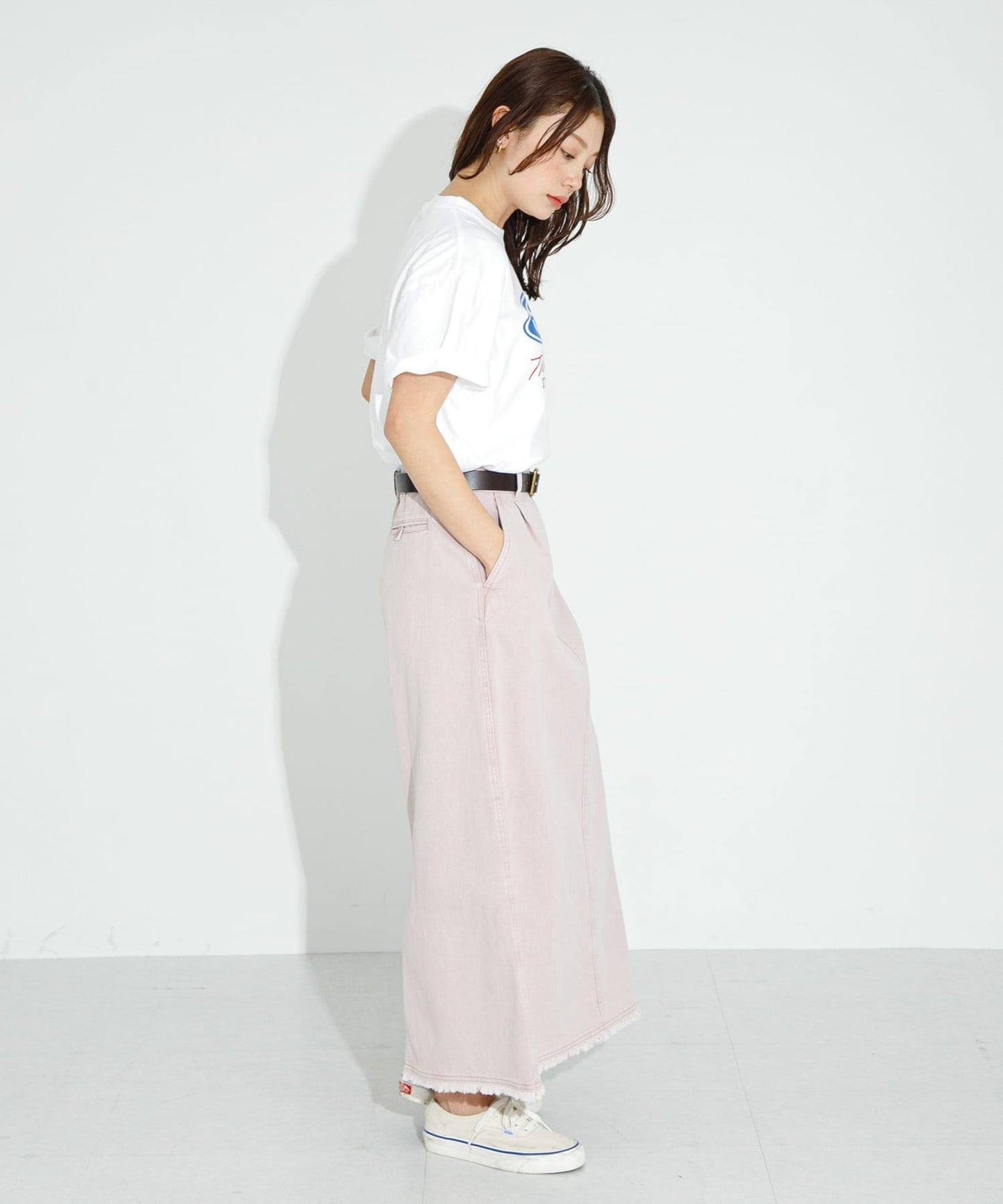 棉斜紋褶皺窄裙