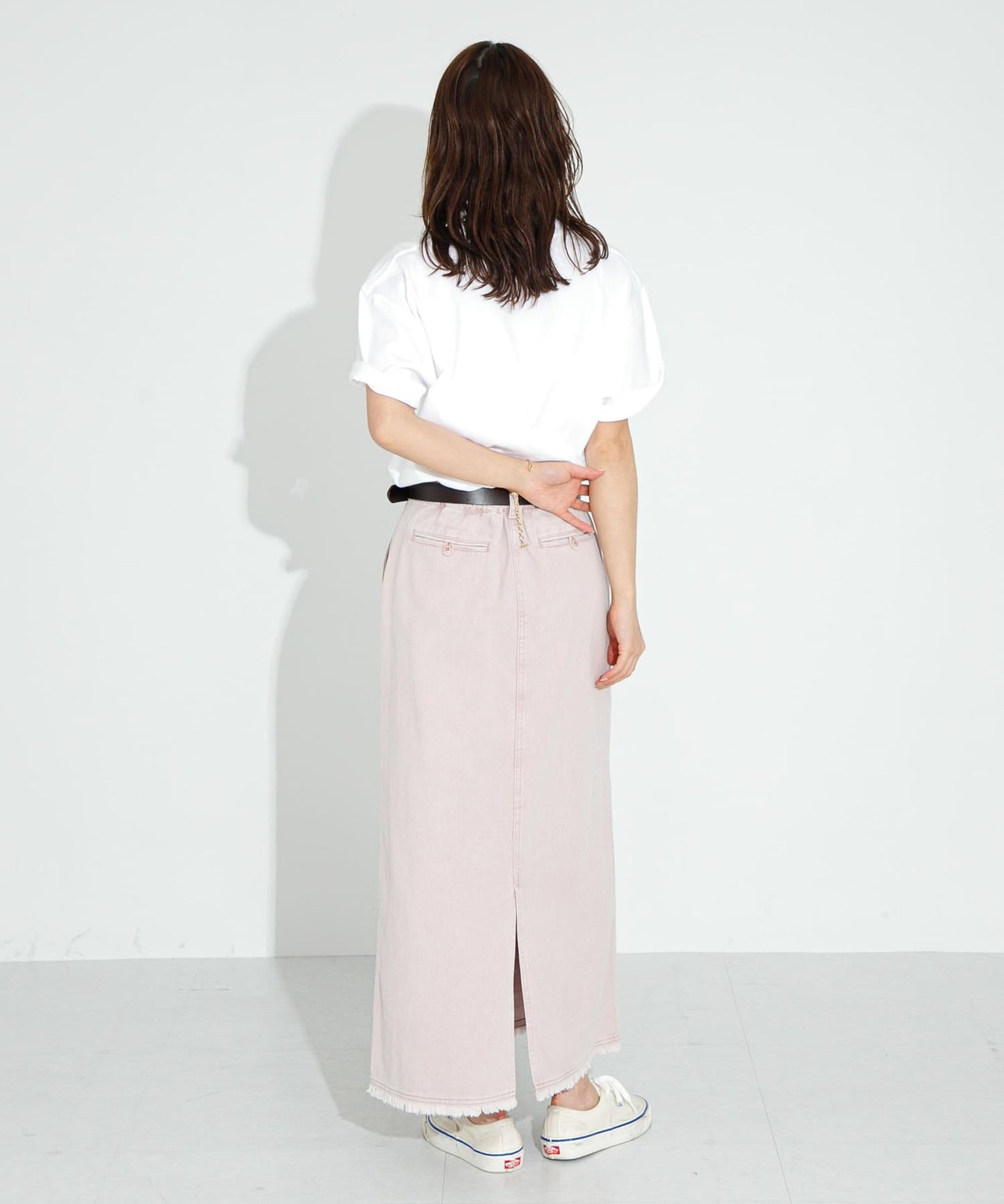 棉斜紋褶皺窄裙