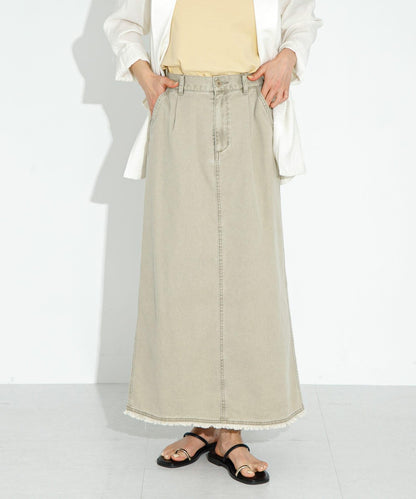 棉斜紋褶皺窄裙