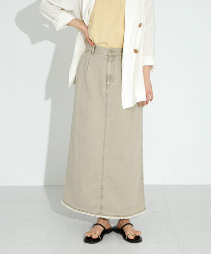 棉斜紋褶皺窄裙