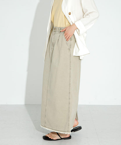 棉斜紋褶皺窄裙