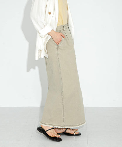 棉斜紋褶皺窄裙