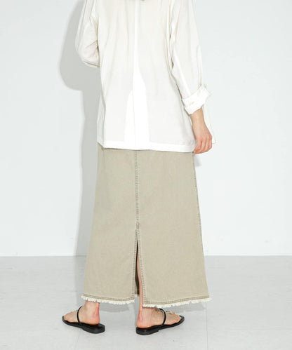 棉斜紋褶皺窄裙