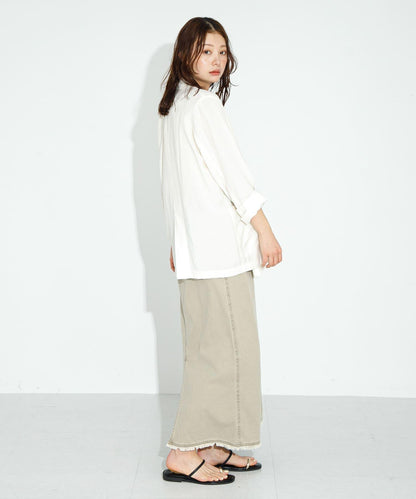 棉斜紋褶皺窄裙