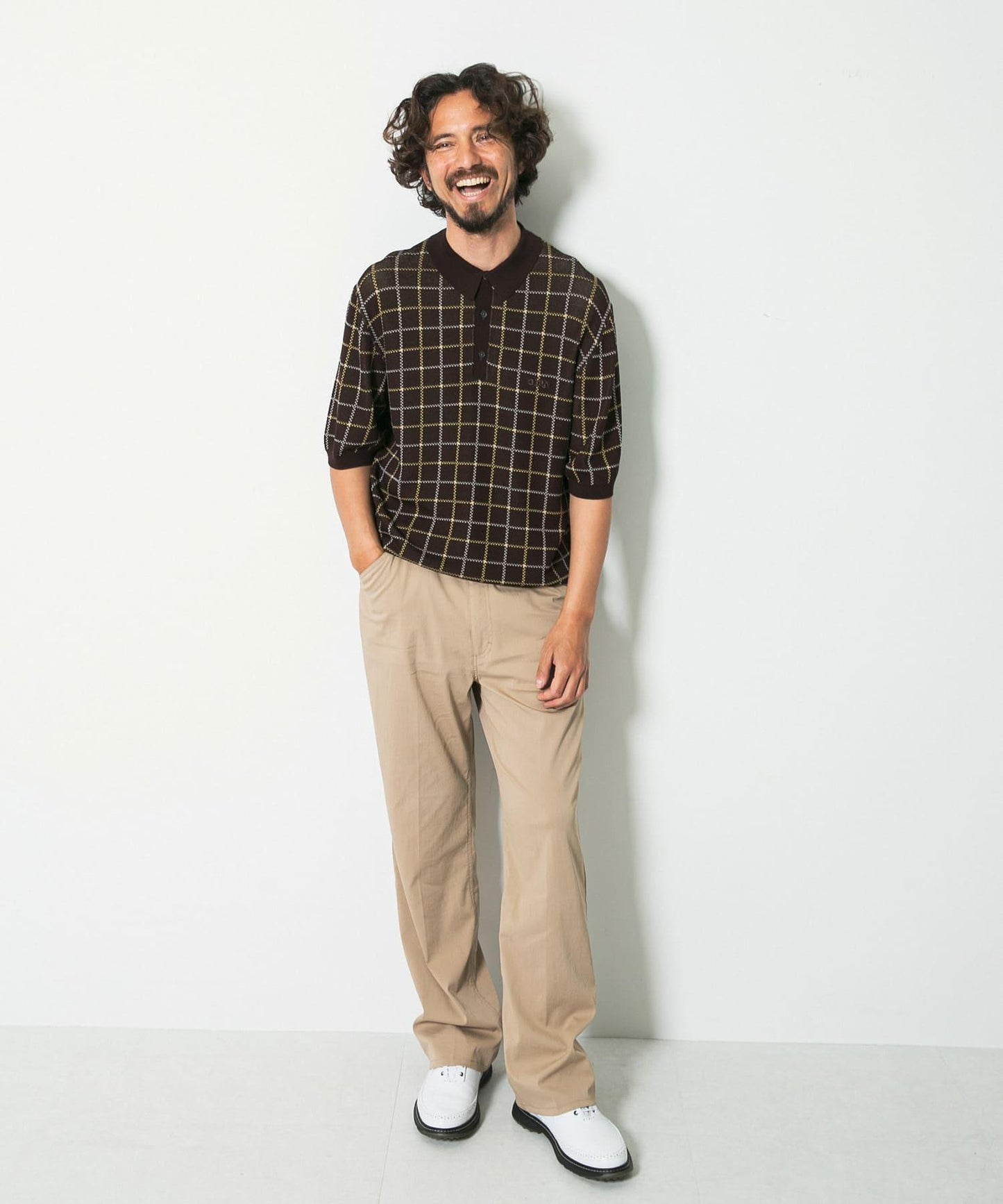 OOPS 格紋針織POLO衫