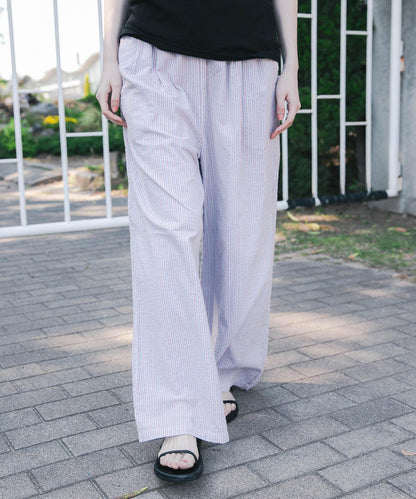 new basic 印度棉條紋長褲