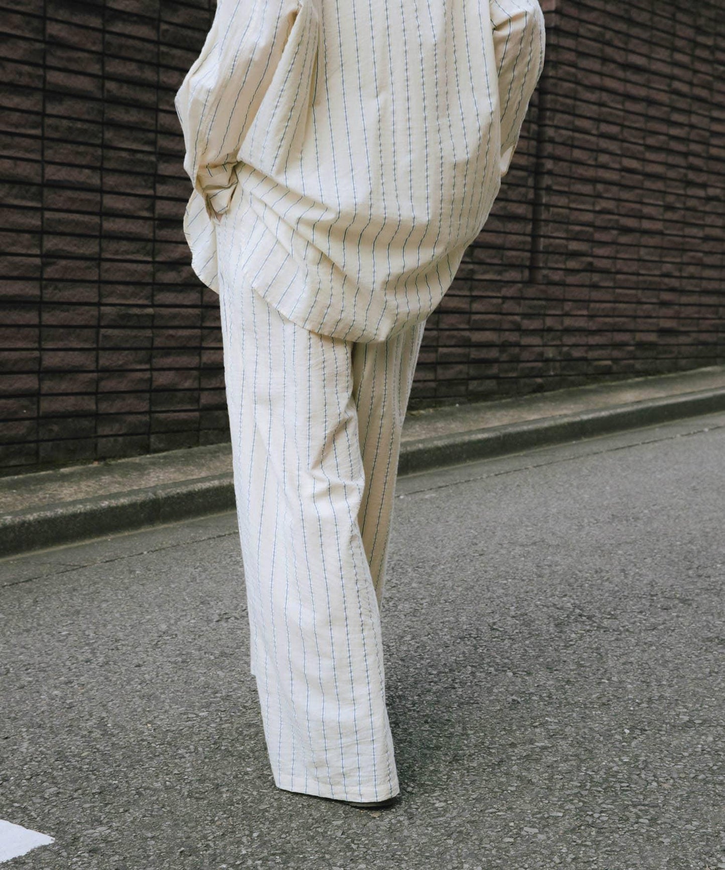 new basic 印度棉條紋長褲