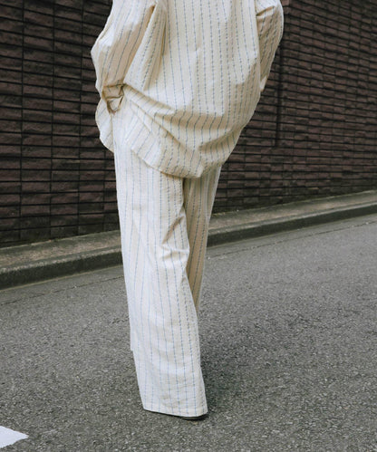 new basic 印度棉條紋長褲