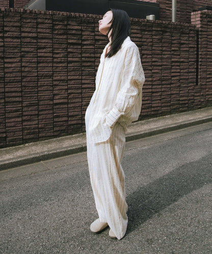 new basic 印度棉條紋長褲