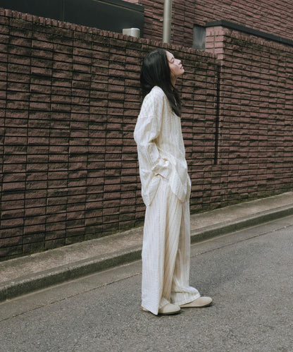 new basic 印度棉條紋長褲