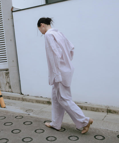 new basic 印度棉條紋長褲